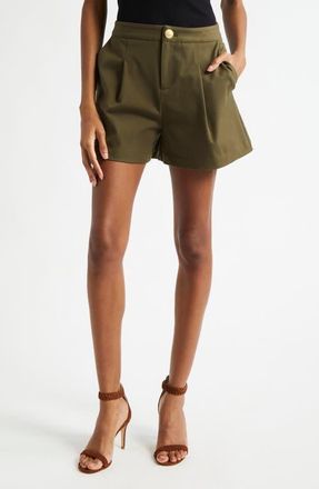 L'agence Saige Pleated Safari Shorts in Ivy Green at Nordstrom, Size 10