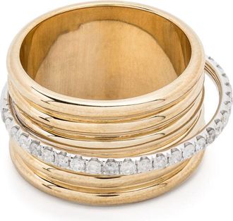 Yvonne Léon 9K Yellow Gold Bague Semainier Diamond Ring - Womens - 9kt Yellow Gold/Grey Diamond/9kt White Gold