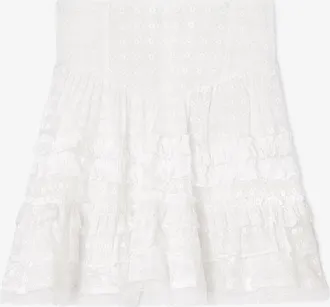 Ganni White Skirt in Broderie Anglaise - Size 10/12 Organic Cotton