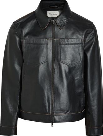 Oliver Spencer Norton zip-up leather jacket - men - Calf Leather - M - Black