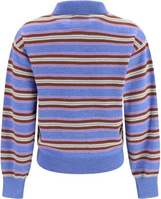 Guest In Residence Womens College Striped Polo Sweater Delft Blue Combo Kaschgora