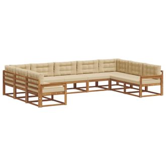 vidaXL Conjunto De Sof&aacute;s De Exterior 9 Uds. Natural Y Beige Vidaxl