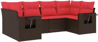 vidaXL Set Divani Da Giardino 6 Pz Con Cuscini Marrone In Polyrattan Vidaxl