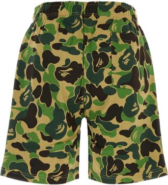 A Bathing Ape Mens Printed Cotton Abc Camo Shark Bermuda Shorts Green Exterior