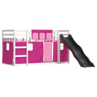 Berkfield Home Bunk Bed without Mattress with Slide & Curtains Pink 90x200 cm