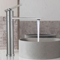 OEM Grifo Mezclador Alto Giratorio De 360&deg; Para Lavabo - Monomando - Acero Inoxidable 304 - Acabado Mate Cepillado - F&aacute;cil Instalaci&oacute;n