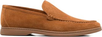 Alberto Gozzi Brown Detailed Stitching Suede Loafers
