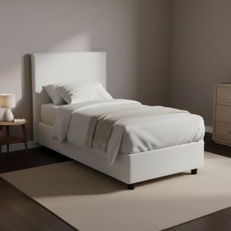 Dmora Talamo Italia - Cama Individual Cira, Cama Contenedor Con Revestimiento De Tela, 100% Made In Italy, Apertura Frontal, Adecuado Para Colch&oacute;n Cm 90x200