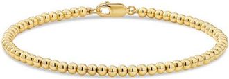 Devata 3mm Beaded Ball Chain Bracelet in Gold Plated Sterling Silver in Yellow Gold at Nordstrom, Size 7.5