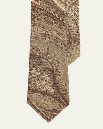 Ralph Lauren Purple Label Paisley Linen-Silk Tie