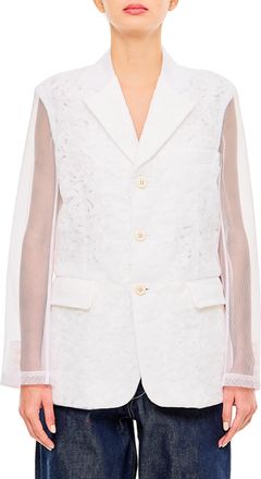 Comme Des Gar&ccedil;ons Micro-Flower Tulle Blazer With Flap Pockets