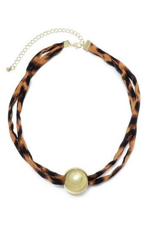 Adornia Ball Pendant Leopard Print Necklace in Brown/Gold at Nordstrom Rack