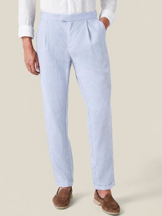 Luca Faloni Light Blue Linen Elegant Trousers