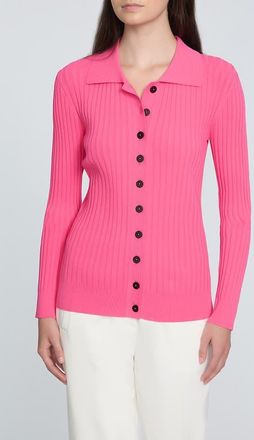 Elie Tahari The Mariella Rib Cardigan in Haute Pink at Nordstrom, Size X-Small