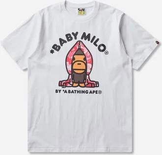 A Bathing Ape Men s ABC Camo Milo Hoodie T-Shirt White / Pink