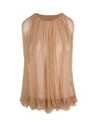 Sportmax Camel Mesh Top With Crystals