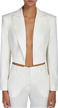 Doris S Witte Bolero Jas Elegante Minimalistische Stijl - Dames - Blazers - Wit - L - Jassen