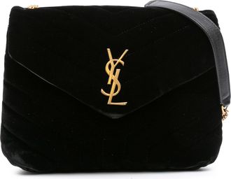 Saint Laurent Black Velvet Small Matelasse Velvet Monogram LouLou Crossbody