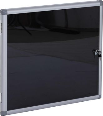 Hhg Vitrina Hhg-952, Pizarra De Corcho Con Superficie De Fieltro, De Aluminio, Con Cerradura, Accesorios Incluidos, 65 X 68 X 7 Cm, Negro