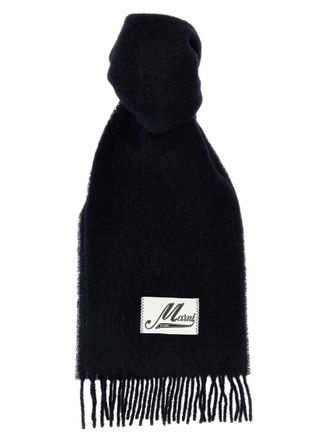 Marni Navy Blue Logo Patch Scarf