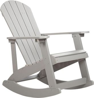 Beliani Silla Mecedora Gris Claro De Madera Sint&eacute;tica Resistente A La Intemperie Estilo Moderno Adirondack