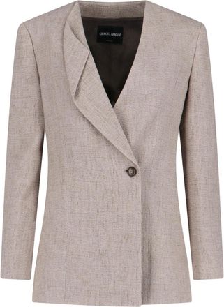 Giorgio Armani Single-Breasted Cut-Out Blazer - Taupe