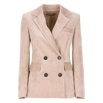D.exterior Blazers, female, Beige, 2XS, Beige Corduroy Double Breasted Blazer