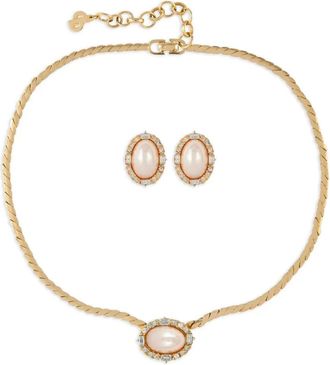 Dior 1980s embellished necklace and earrings set - Gold