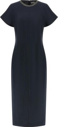 Brunello Cucinelli Blue Precious Collar dress
