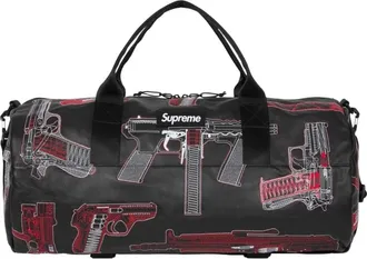 SUPREME SS26 Guns Embroidered Leather Duffle Bag Black SS26B31-BLACK