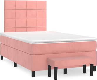 vidaXL Vidaxl - Cama Box Spring Con Colch&oacute;n Terciopelo Rosa 120x190 Cm