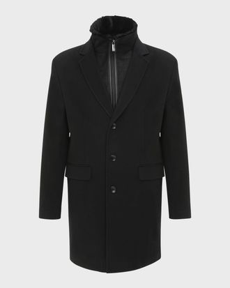 Gorski Men & apos;s Loro Wool Short Coat with Merino Shearling Lamb Trim