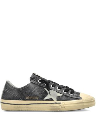 Golden Goose Distressed Black Canvas Contrast Star Sneakers