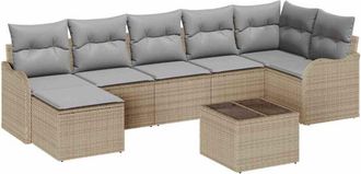 vidaXL Garden Sofa Set 8 pcs Beige and light grey Poly rattan vidaXL