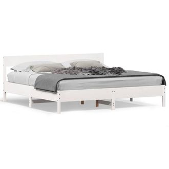 Berkfield Home Bed Frame without Mattress White 180x200 cm Super King Solid Wood Pine