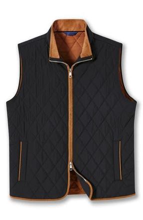 David Donahue Diamond Quilted Vest in Black at Nordstrom Rack, Size Xx-Large