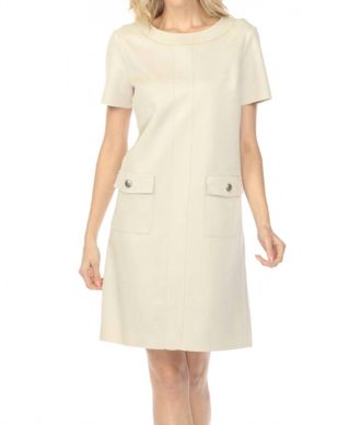 Joseph Ribkoff Scuba Suede Shift Mini Dress In Moonstone