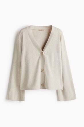 H&M Fine-knit cardigan in Light Beige Melange at Nordstrom, Size Xx-Small