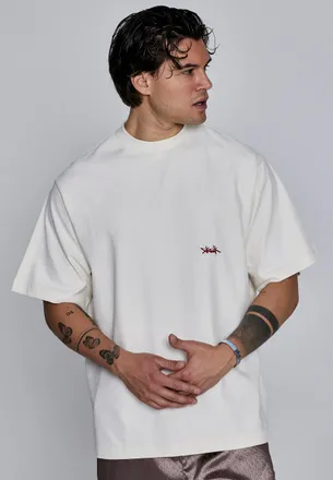 Siksilk Camiseta Hombre Ecru Roja S