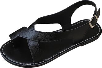 Generic Womens Flat Sandals Lightweight Thong Sandals Solid Color Stylish Breathable Versatile Comfortable Casual Strappy Sandals Summer Beach