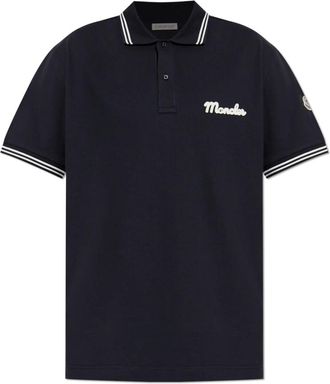 Moncler Polo Shirts, male, Blue, M, Polo with logo