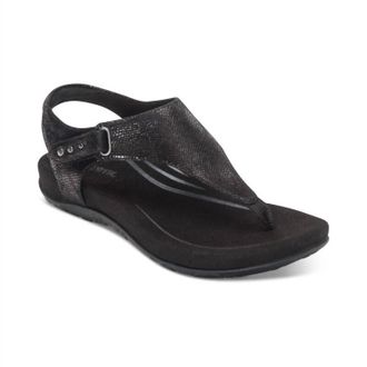 Aetrex Women Ellie Adjustable Quarter Strap Sandal In Black