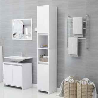 vidaXL Armario De Ba&ntilde;o Madera Contrachapada Blanco 30x30x183,5 Cm Vidaxl