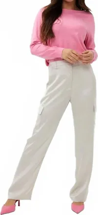 Esqualo Tola Cargo Satin Trousers In Light Stone