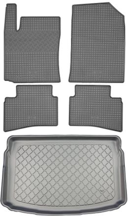 OEM Kia Rio Iv Yb Hatchback (5 Puertas) Desde 02.2017 Set - Alfombrillas De Goma Para Coche + Alfombrilla Para Maletero