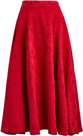 Sister Jane Charm Floral-jacquard Cloqu&eacute; Midi Skirt - Red - 8 (UK8 / S)