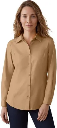 Jessica London Stretch Cotton Poplin Button Down Shirt in Soft Camel at Nordstrom, Size 24
