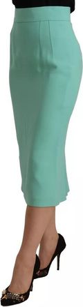 Dolce & Gabbana Mint Green Viscose Pencil Cut Midi Womens Skirt (Pre-Owned)