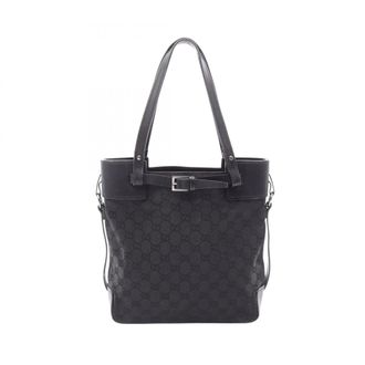 Gucci Black Canvas Leather Tote Bag (Pre-Owned)