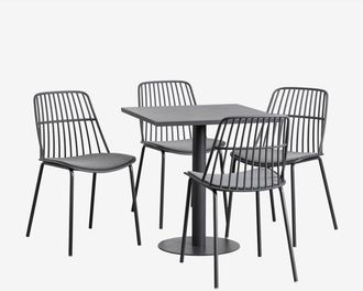 Sklum Sklum - Set De Mesa Cuadrada 70x70 Cm Mizzi Y 4 Sillas De Jard&iacute;n Maeba